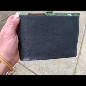Black satin clutch
